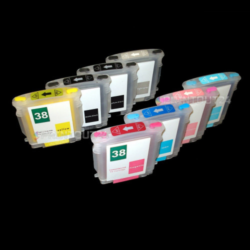 Refillable Fill In Refill CISS ink cartridges for HP 38 XL B 8850 9180 GP