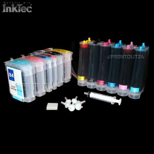 CISS Schlauchsystem InkTec® Tinte für HP 84 11 82 für Designjet 10 20 50 PS 120 NR