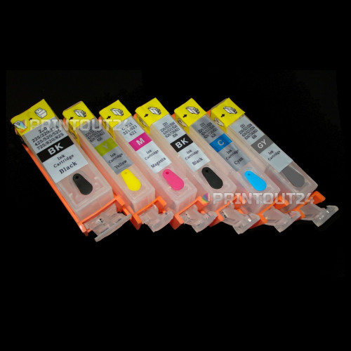 Refill cartridges cartridges for PGI 525 BK CLI 526 YMC BK GY 526-GY Grau grey