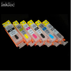 Refillable cartridges with Inktec ink for Canon PGI 525 CLI 526 BK YMC GY