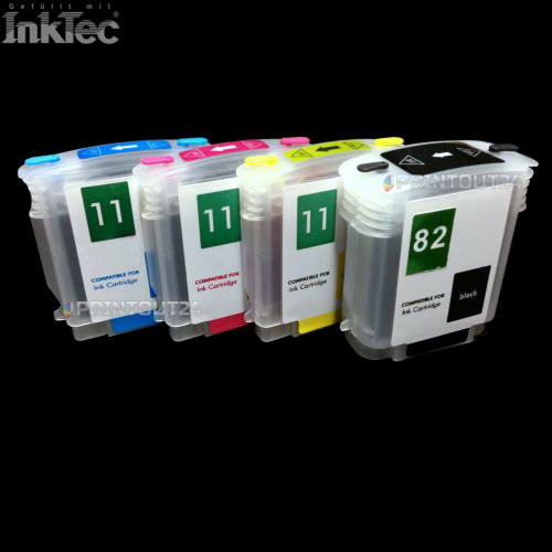 mini CISS InkTec® Tinte refill ink kit für HP 82 11 XL BLACK YELLOW MAGENTA CYAN