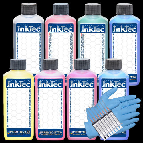 8 x 100ml InkTec® Pigment Tinte CISS refill ink set für Epson Stylus Pro GS6000
